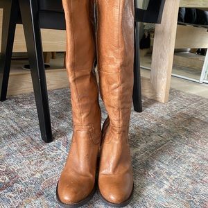 Steve Madden Cognac Brown Leather Boots Tall 7.5